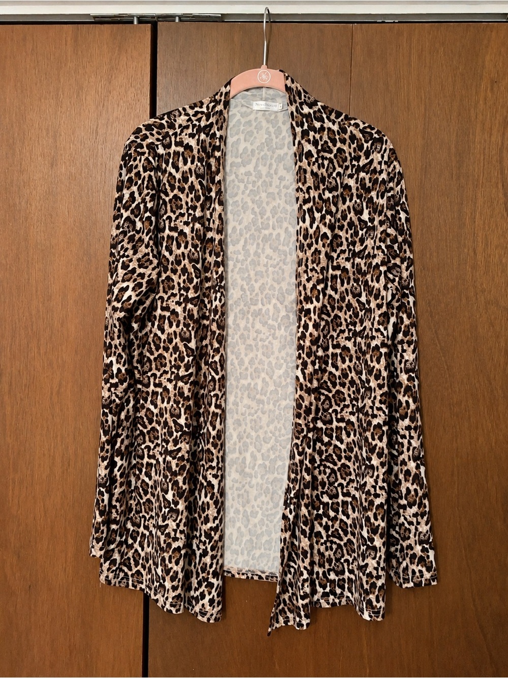 Leopard Print Open-Front Cardigan in Brown